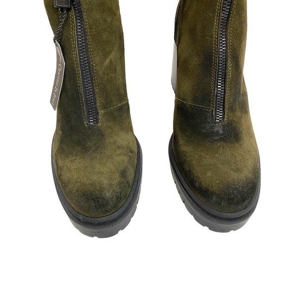 Emanuele Crasto Green Lug Sole Suede Zip Heeled Boots - Picture 4 of 6